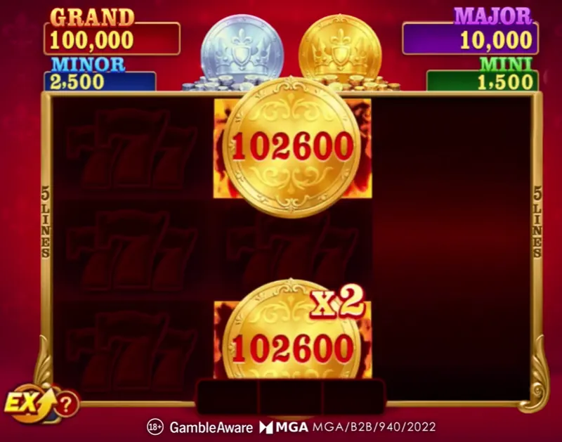 Fortune Coins 2 strategy — tossed gold coins landing on the reels with a 2x multiplier attached